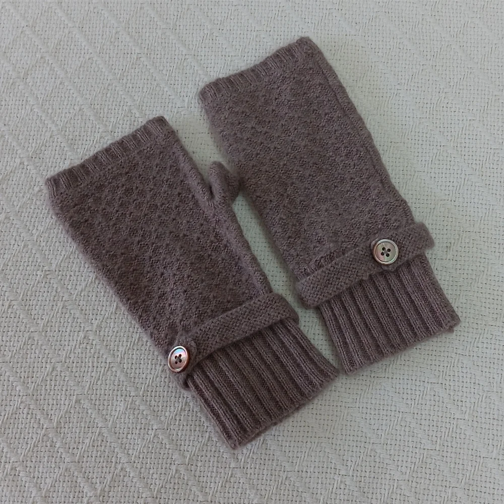 Forté Women's Cashmere Fingerless Gloves Sable OS